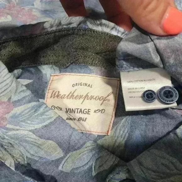 Original Weatherproof Vintage Shirt Short Sleeve Button Down Floral Medium - Picture 4 of 6